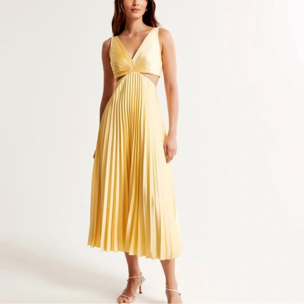 abercrombie plunge cowl back maxi dress yellow Abercrombie & Fitch | Dresses | Abercrombie Fitch Butter Yellow Satin Slip Plunge Cowl Back Maxi Dress Mp